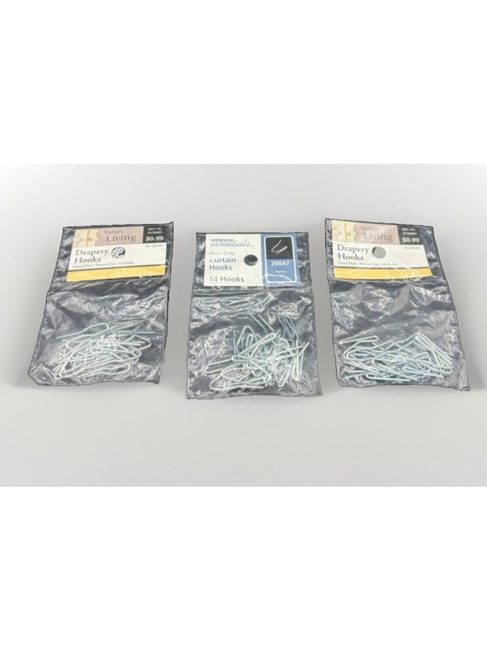Lot 3 Packages Curtain Hooks 14 Pointed Top Slip In 1.5 inch NEW USA